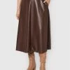 Weekend Max Mara Γυναίκες Midi Φούστα από απομίμηση δέρματος Narvel 51060623 Καφέ Regular Fit