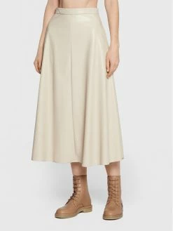 Weekend Max Mara Γυναίκες Midi Φούστα από απομίμηση δέρματος Narvel 51060623 Μπεζ Regular Fit