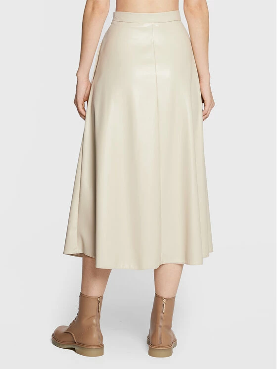 Weekend Max Mara Γυναίκες Midi Φούστα από απομίμηση δέρματος Narvel 51060623 Μπεζ Regular Fit 3 Weekend Max Mara Γυναίκες Midi Φούστα από απομίμηση δέρματος Narvel 51060623 Μπεζ Regular Fit - Image 3