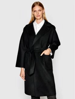 Weekend Max Mara Γυναίκες Μεταβατικά Παλτά Μάλλινο παλτό Rovo 50160329 Μαύρο Regular Fit