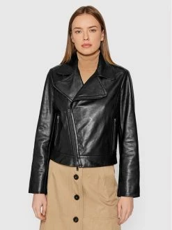 Weekend Max Mara Γυναίκες Δερμάτινα Μπουφάν Μπουφάν δερμάτινο Mania 54410527 Μαύρο Regular Fit